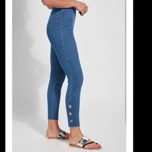 Denim leggings with side scalloped ankle detail  M